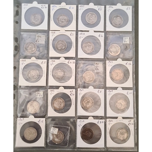 145 - A large folder of pre decimal coins, mostly silver.