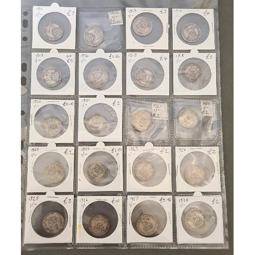 145 - A large folder of pre decimal coins, mostly silver.