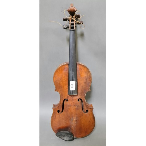 210 - A 19th century English School violin, labelled Charles Adin and dated 1879, two piece back length 36... 