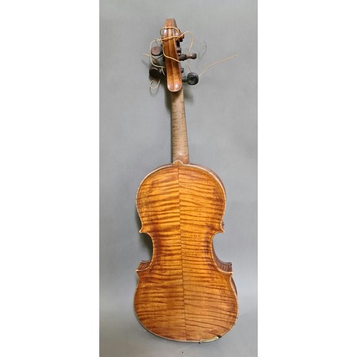 210 - A 19th century English School violin, labelled Charles Adin and dated 1879, two piece back length 36... 