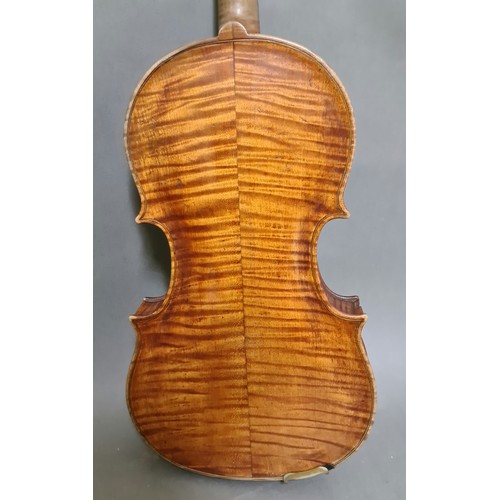 210 - A 19th century English School violin, labelled Charles Adin and dated 1879, two piece back length 36... 