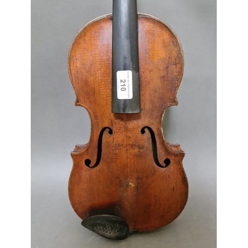 210 - A 19th century English School violin, labelled Charles Adin and dated 1879, two piece back length 36... 