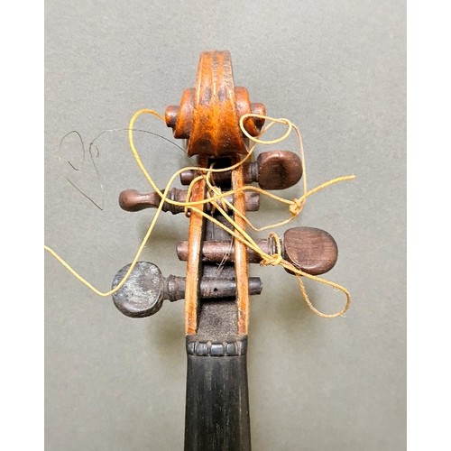 210 - A 19th century English School violin, labelled Charles Adin and dated 1879, two piece back length 36... 