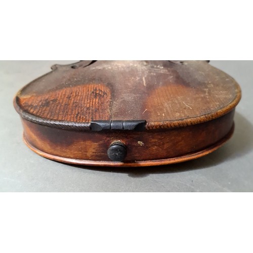 209 - An antique violin, circa 1900, one piece back length 354mm, inscribed 'E Borda b24 NEW YORK 1929' to... 