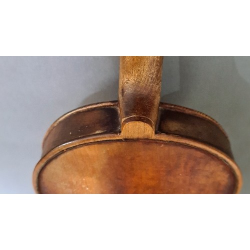 209 - An antique violin, circa 1900, one piece back length 354mm, inscribed 'E Borda b24 NEW YORK 1929' to... 