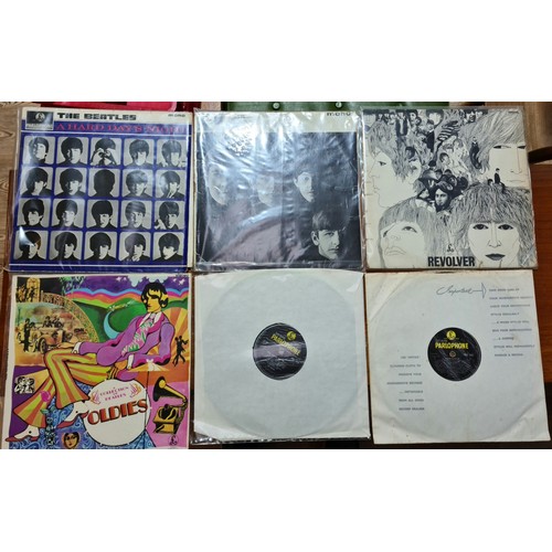 302 - A box of LPs to include Beatles, Rolling Stones, etc.