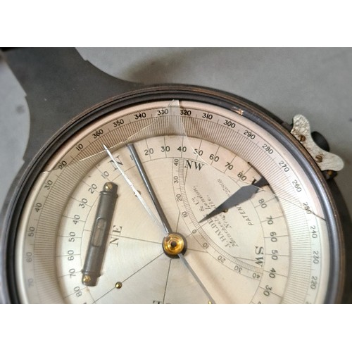 181 - An antique compass/level, the steel dial signed J Halden & Co. Manchester, London, Newcastle, mahoga... 