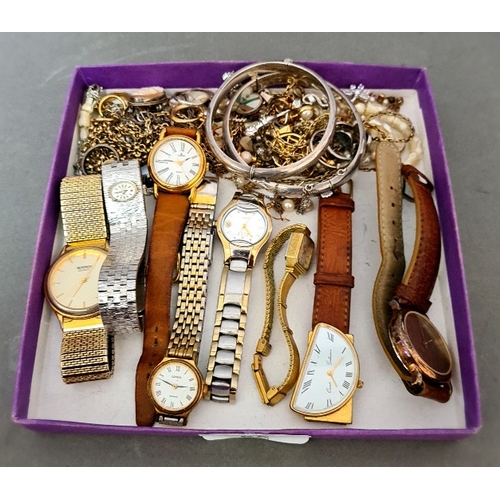 55 - Assorted silver and costume jewellery, some marked 925, watches etc.