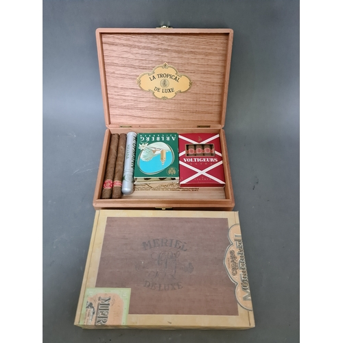 60 - A sealed Meriel DeLuxe cigar box together with a La Tropical De Luxe cigar box containing various ci... 