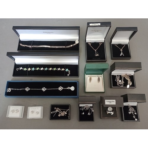 109 - A collection of mainly silver jewellery to include sets, bracelets, identity bracelet, pendants, ear... 