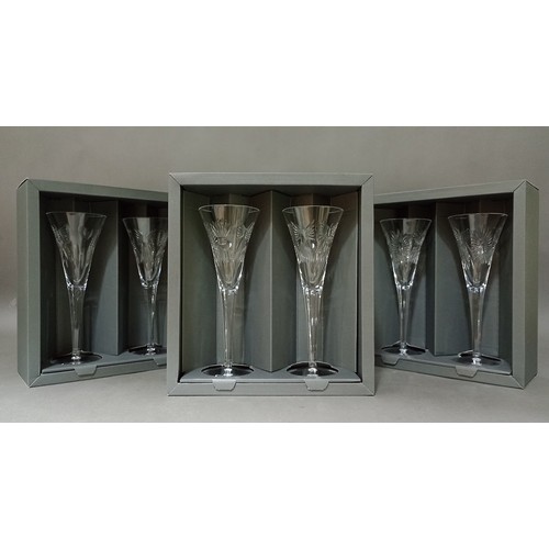 153 - 3 boxed sets of Waterford Crystal Millennium Collection toasting flutes.