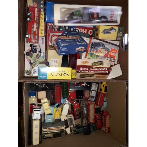 336 - Two boxes of various die-cast model toys including Vanguards, Oxford, Corgi, etc