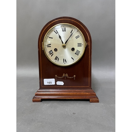 165 - A German domed mantle clock, height 28cm.