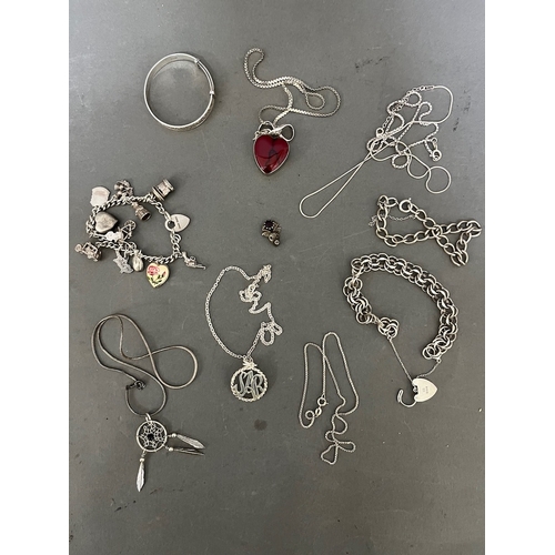 229 - Assorted silver and white metal jewellery, various marks, gross wt. 119g.