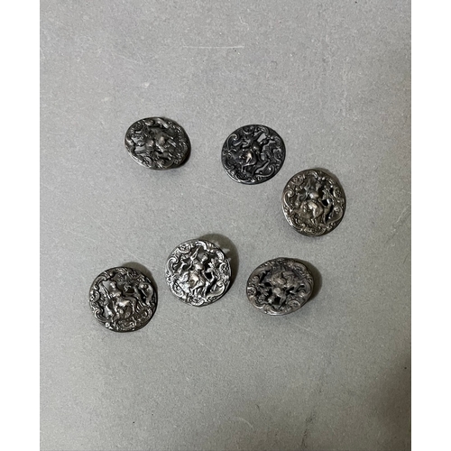 256 - A set of six antique silver buttons, Birmingham, Cornelius Desormeaux Saunders & James Francis Holli... 