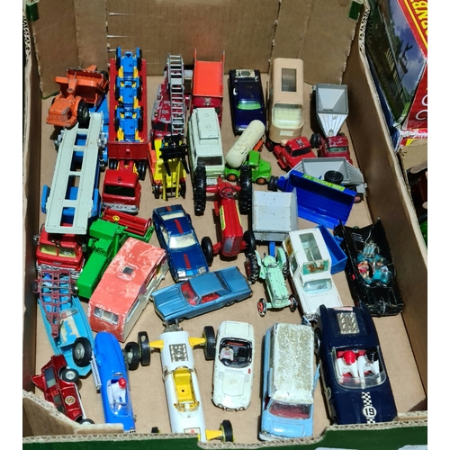 355 - A box of miscellaneous die-cast toys to include Dinky, Lesney, Corgi, Tri-ang, etc.