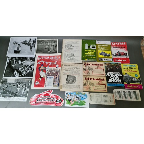 190 - A box containing sports ephemera including pre 1940s Speedway magazines, Olympic programs, photograp... 