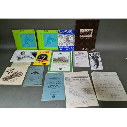 190 - A box containing sports ephemera including pre 1940s Speedway magazines, Olympic programs, photograp... 