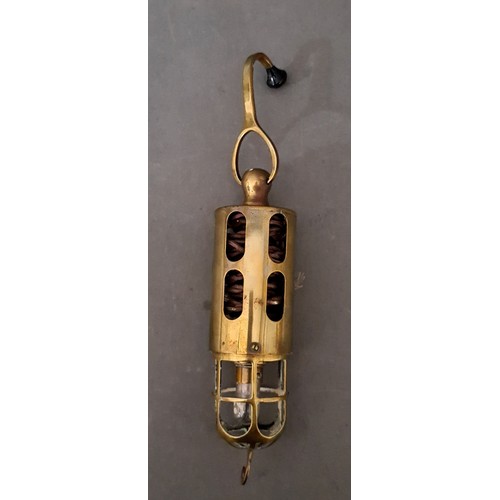 69 - A cca 1900 Lucas industrial mining brass cased hanging flashlight lamp.