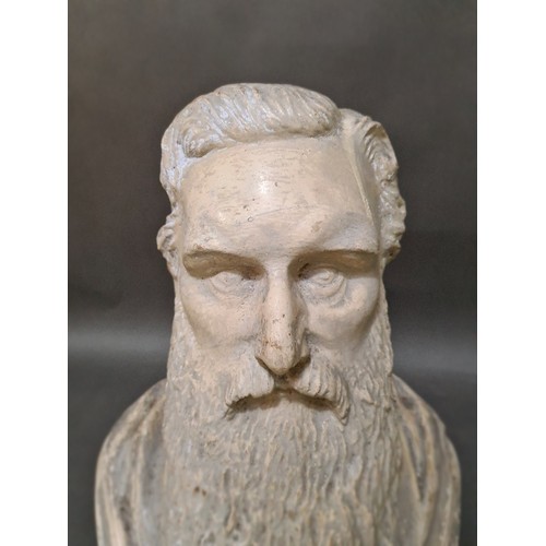 162 - A painted plaster bust of a gentleman.