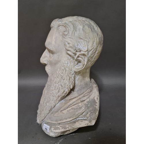 162 - A painted plaster bust of a gentleman.