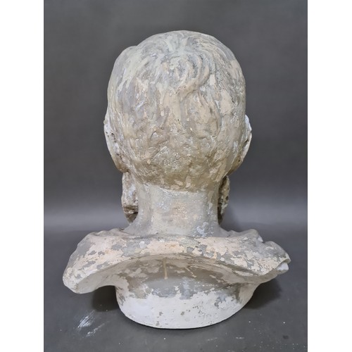 162 - A painted plaster bust of a gentleman.