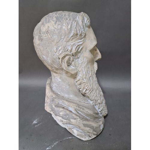 162 - A painted plaster bust of a gentleman.