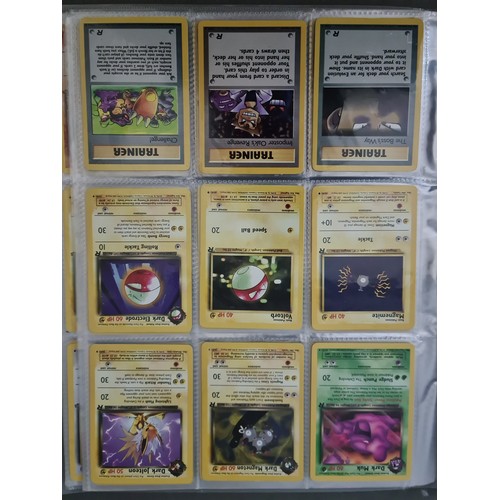 340 - A box containing two binders of vintage 1990s Pokemon cards together with a vintage Pokemon marble b... 