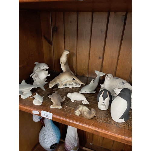 502 - 12 figures of penguins, seals, otters etc. by Highbank Porcelain, Lochgilphead, Scotland