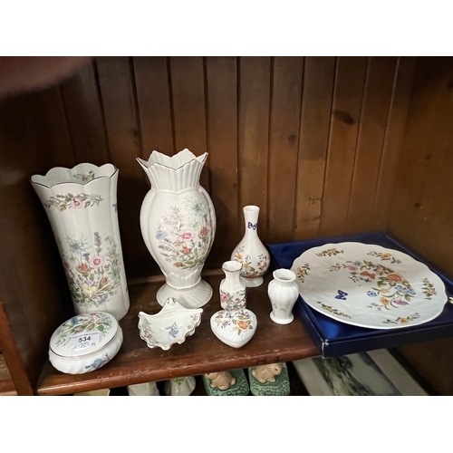 534 - Aynsley china- 2 large vases appx 27cm high, boxed cake stand, & 6 other items