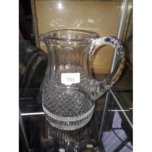 751 - A Georgian cut glass water jug, height 22cm.