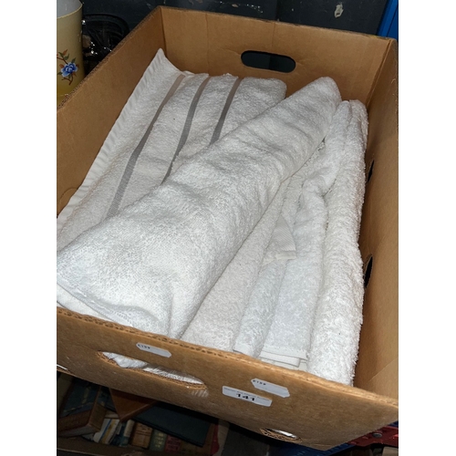 141 - A box of cotton hand towels.