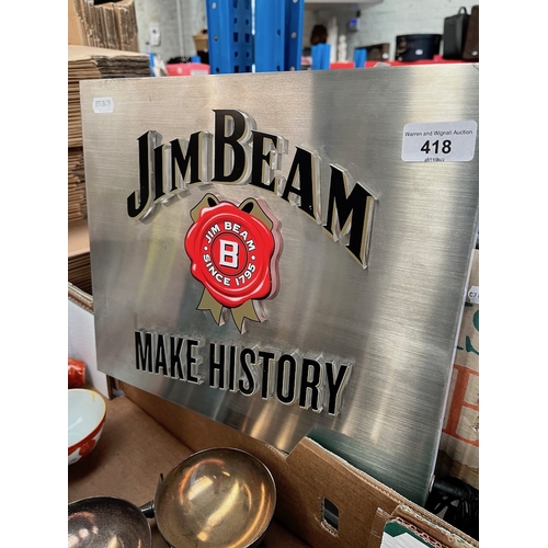 418 - A Jim Bean Make History light up plaque.