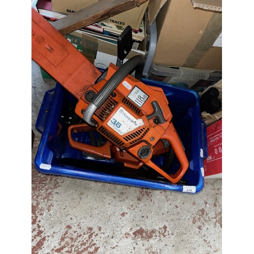 470 - A Husqvarna 36 air injection petrol chainsaw in working order, together with another Husqvarna 141 (... 