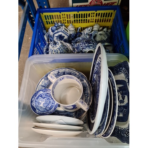 165G - 2 boxes of blue and white items