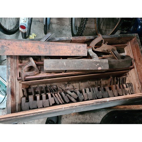 274 - A fitted tool chest containing various joiner's woodworking tools including old planes etc.