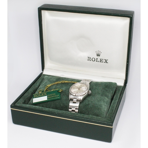 183 - A ladies 1989 Rolex Oyster Perpetual Datejust  stainless steel wriswatch, ref. 69190 stainless steel... 