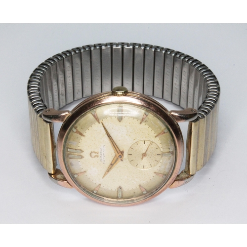 221 - A vintage gold plated Omega automatic wristwatch, ref. 2398, cal. 332, signed champagne dial with se... 