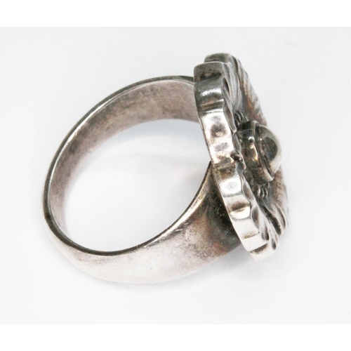 257 - A Georg Jensen ring no. 73, circa 1933-1944, monogrammed 'GJ', marked '925' and 'Sterling Denmark', ... 