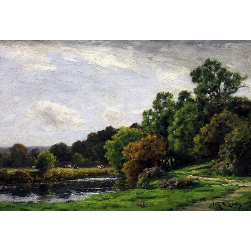 278 - Jose Weiss (1859-1919), landscape, oil on canvas, 50cm x 34cm, signed lower right, ornate frame 56cm... 