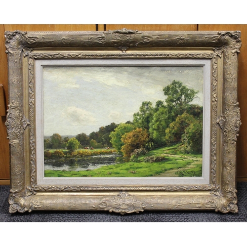 278 - Jose Weiss (1859-1919), landscape, oil on canvas, 50cm x 34cm, signed lower right, ornate frame 56cm... 