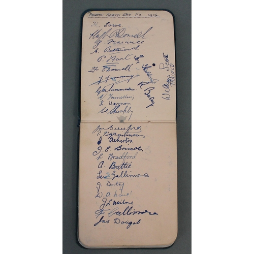 342 - A 1930s football autograph album, comprising Preston North End 1936, Scotland Hapden Park 1937, Engl... 