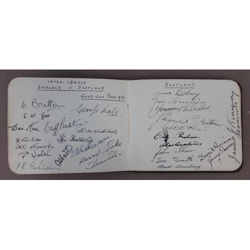 342 - A 1930s football autograph album, comprising Preston North End 1936, Scotland Hapden Park 1937, Engl... 