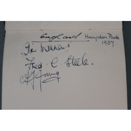 342 - A 1930s football autograph album, comprising Preston North End 1936, Scotland Hapden Park 1937, Engl... 