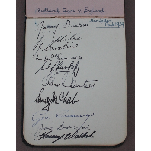 342 - A 1930s football autograph album, comprising Preston North End 1936, Scotland Hapden Park 1937, Engl... 