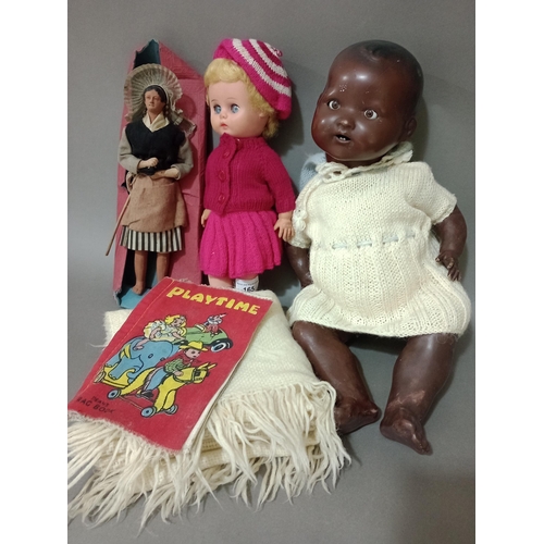 165 - A 1930s - 1940s vintage BND London doll together with a vintage doll with sleepy eyes, clothed, a vi... 