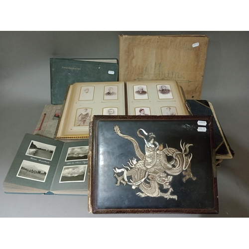 166 - A collection of various old photograph albums including some world, travel, some family, etc and a C... 