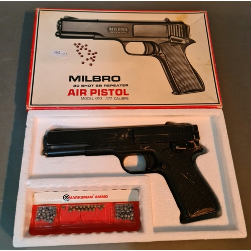 18 - A Milbro G10 .177 calibre air pistol, serial no.6A0900280, 22cm long, with box & instructions. (BUYE... 