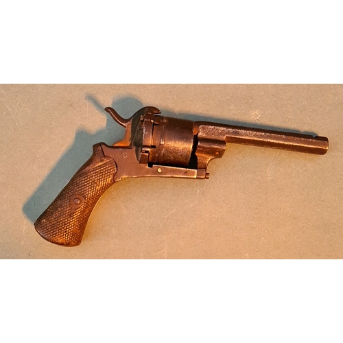 27 - An antique Belgian pinfire revolver.