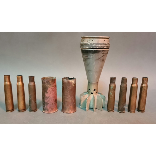 33 - A collection of WW1 shells found in North East France together with a mortar casing.